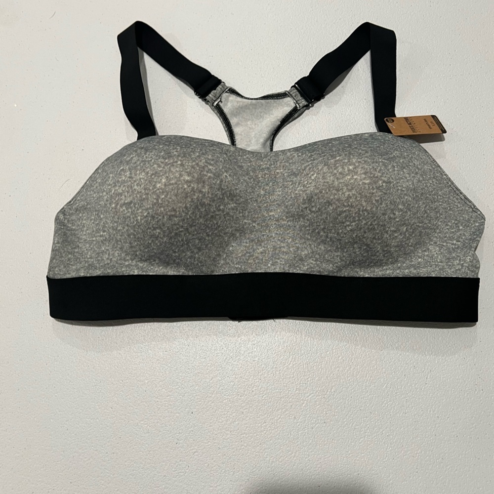 Active USA Heathered Gray and Black Sports yoga athletic Bra L - Picture 4 of 12